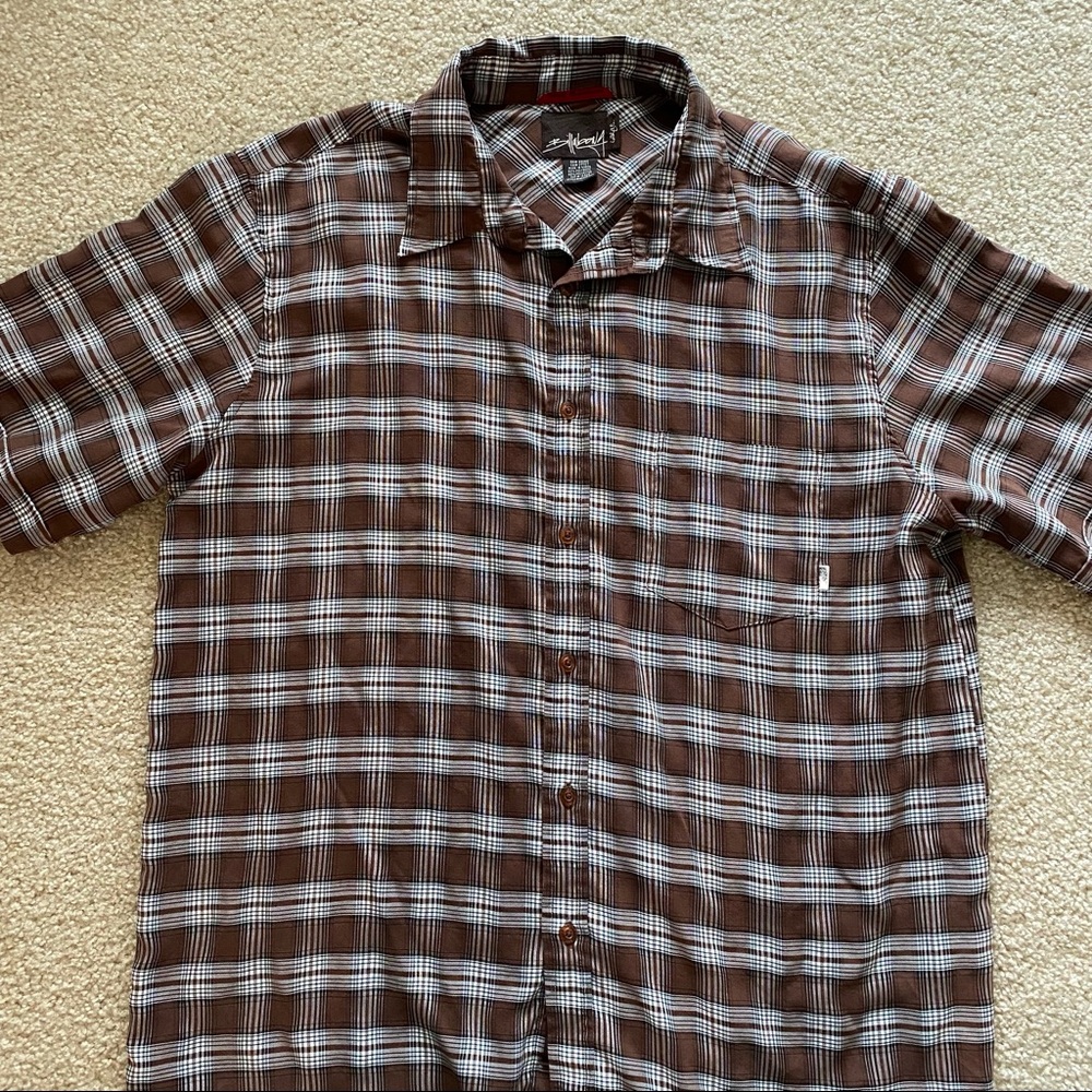 Vintage Billabong Brown Plaid Short Sleeve Button Shirt